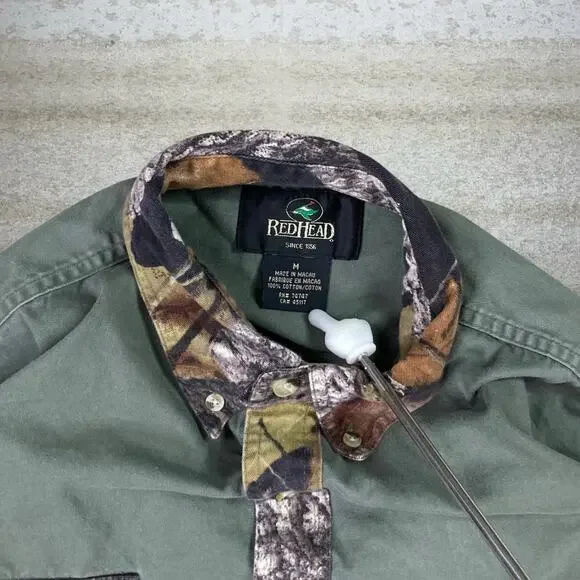 Vintage 90s Redhead Mossy Oak Button Up Shirt Mens M Hunting Camo Long Sleeve - Picture 3 of 3